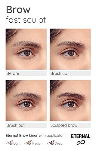 Eternal Eternal Automatic Water Resistant Eyebrow Liner with Shaping Comb – Long Lasting, Professional and High Precision Brow Definer with No Sharpening, Retractable Twist Up Mechanism (Deep Brown)