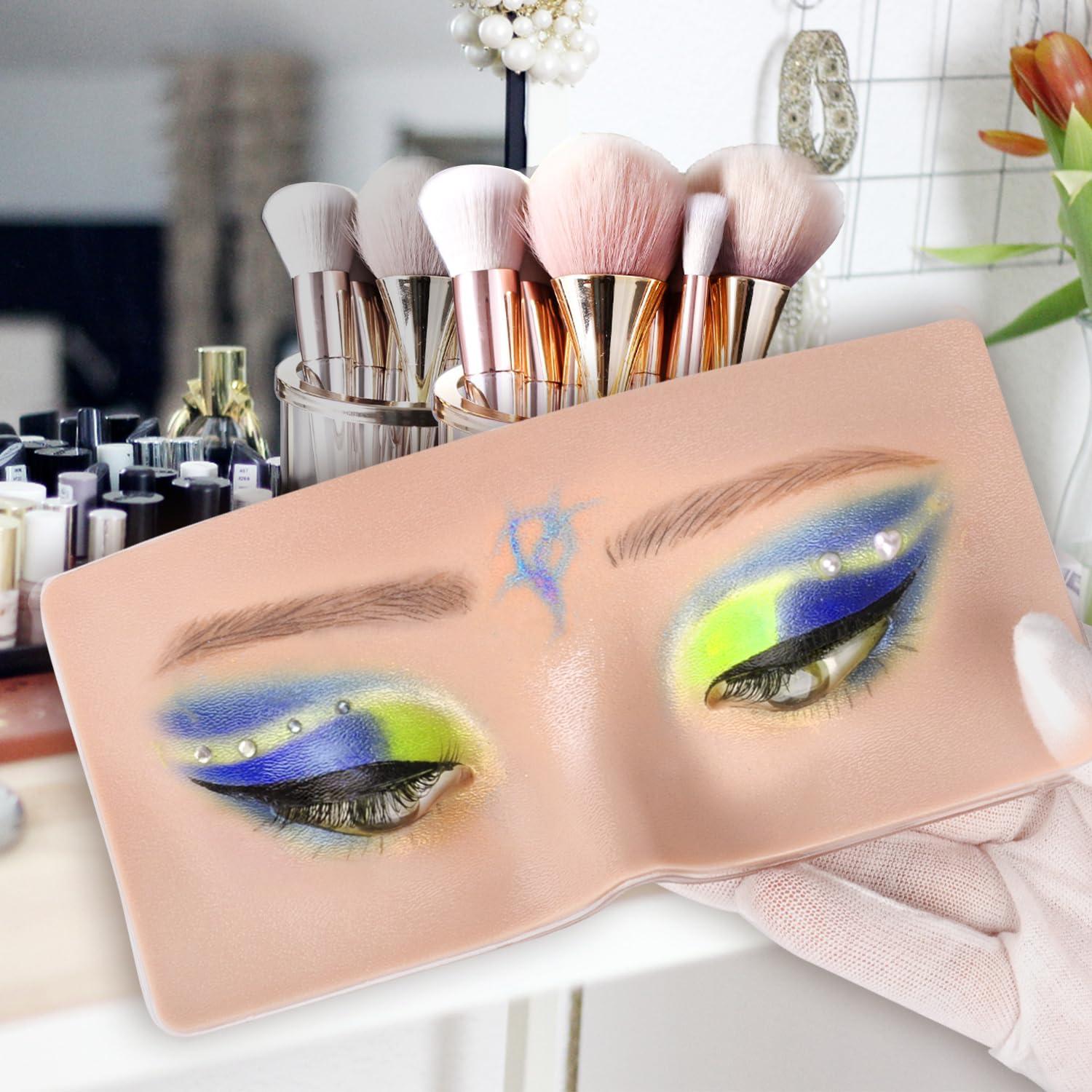 Vnmcry Vnmcry Makeup Practice Face Mannequin Reusable Practice Eye Board 3D Silicone Eyes Pad for Makeup Beginners Students and Artists (Skin)