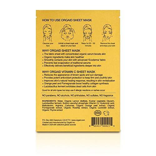 ORGAID ORGAID Organic Sheet Mask | Made in USA (Vitamin C & Revitalizing, pack of 4)