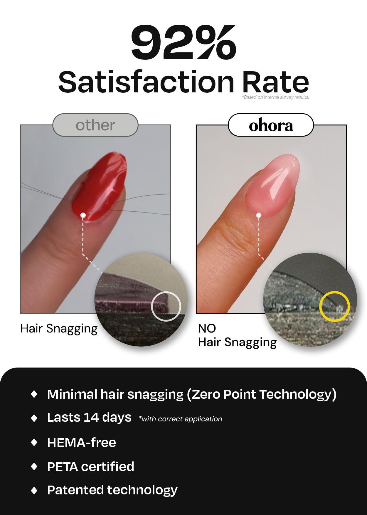 ohora ohora Semi Cured Gel Nail Strips (N Chilly) - Red, Solid, Works with Any UV/LED Lamps, Salon-Quality, Long Lasting, Easy to Apply & Remove - Includes 2 Prep Pads, Nail File & Wooden Stick