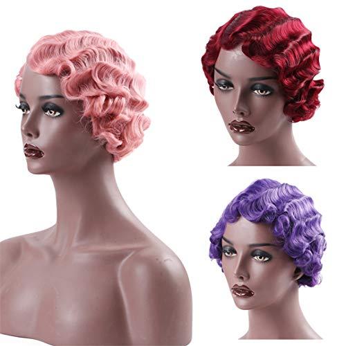 SSJFZM Short Curly Pink Wigs For Women Heat Resistant Synthetic Pixie Cut Wig Costume Cosplay Party Hair Wig #5 6inches