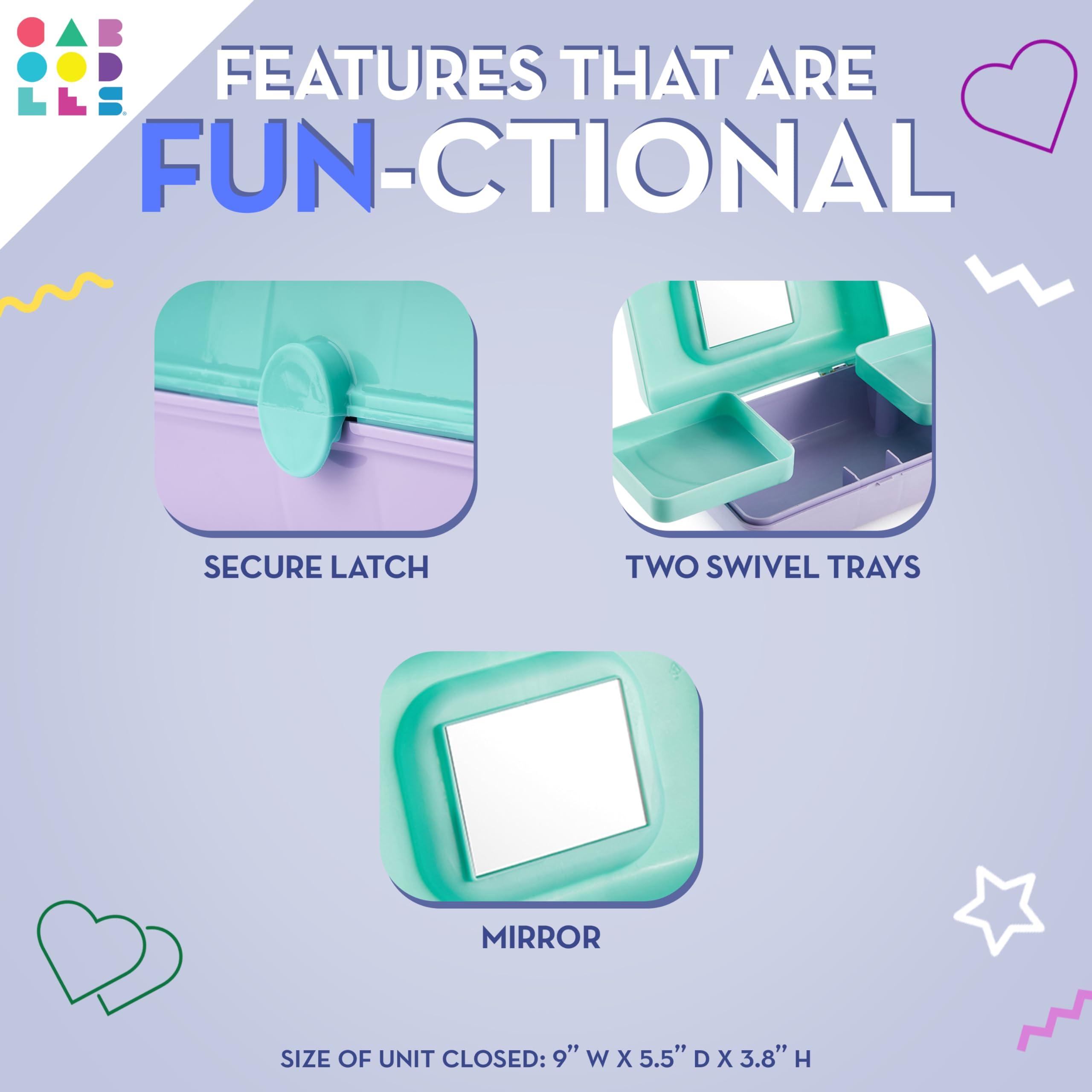 Caboodles Caboodles Pretty in Petite Makeup Box, Two-Tone Periwinkle on Pink, Hard Plastic Organizer Box, 2 Swivel Trays, Fashion Mirror, Secure Latch for Safe Travel