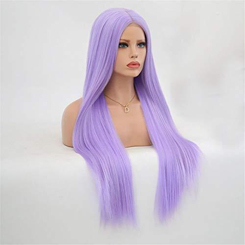 SSJFZM Glueless Synthetic Lace Front Wigs Long Straight Purple Wigs For Black/White Women High Temperature Hair Wigs 18inches