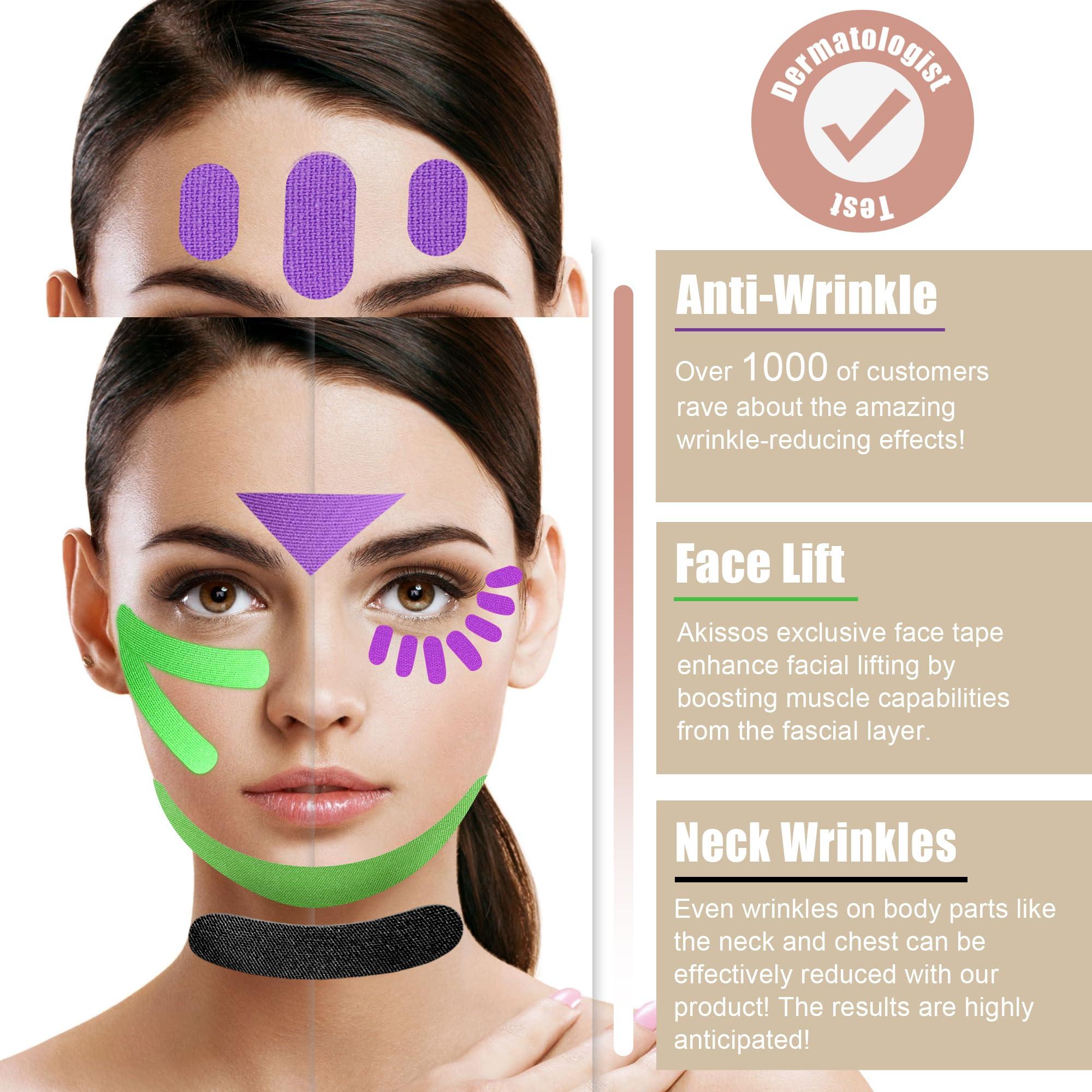 Akissos Akissos Facial Tape Facial Tape for Wrinkles - Face Lift - Anti Wrinkle Patches - Face Tape for Wrinkles While Sleeping - Face Tape & Neck - Neck Strips - Forehead Lift - 2.5cm*5m