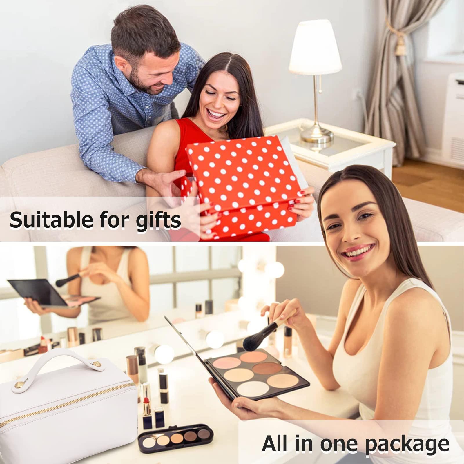 EMPIRIA EMPIRIA Makeup Bag,Empira Premium Everything Cosmetic Bag,Waterproof Large Capacity Travel Cosmetic Bag,Leather Travel Makeup Organizer Bag with Compartments and Handle,Toiletry Make Up Bag for Woman.