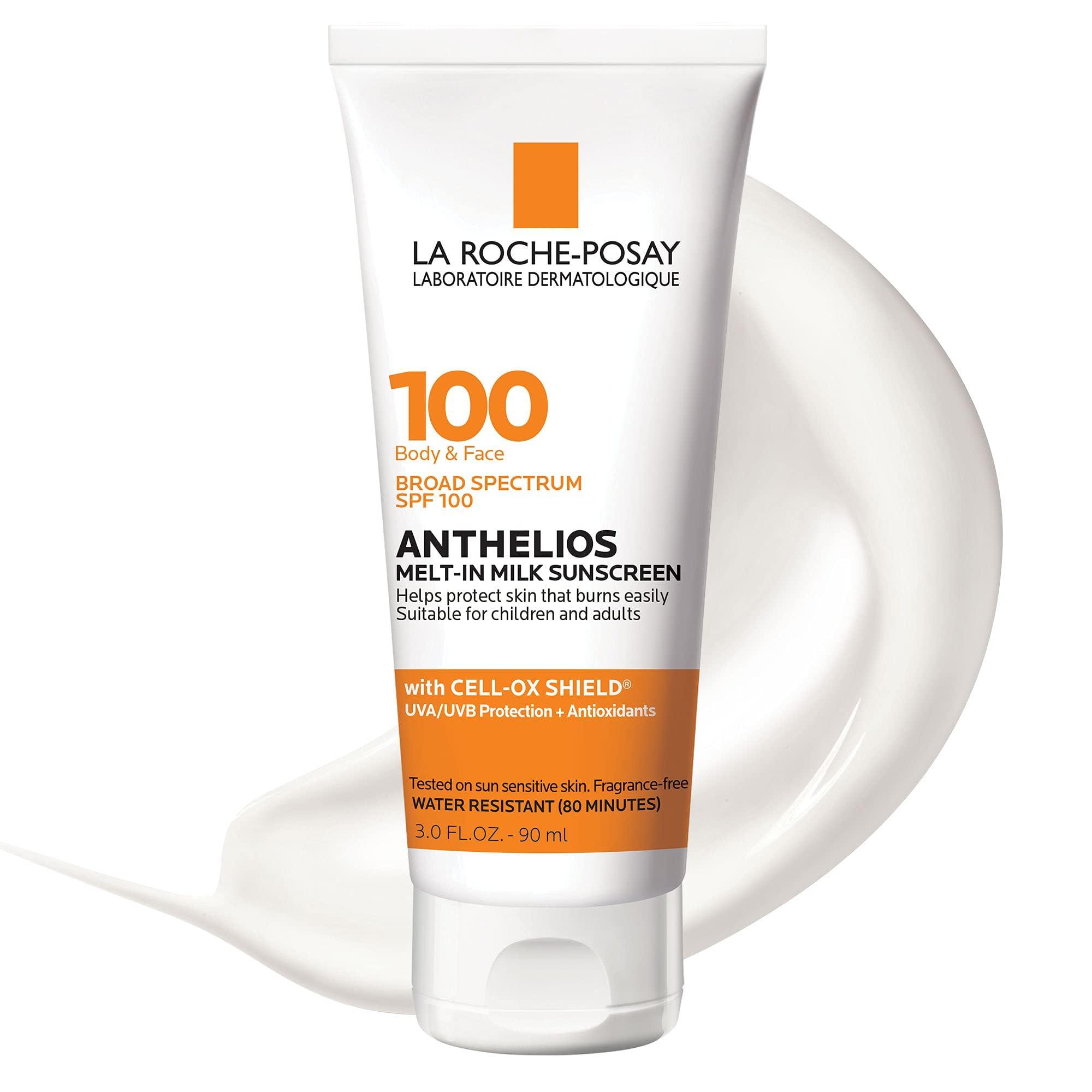 La Roche-Posay La Roche-Posay Anthelios Melt-In Milk Sunscreen SPF 100, Sunscreen For Body & Face, Broad Spectrum SPF + Antioxidants, Oil Free, For Sun Sensitive Skin, Oxybenzone Free