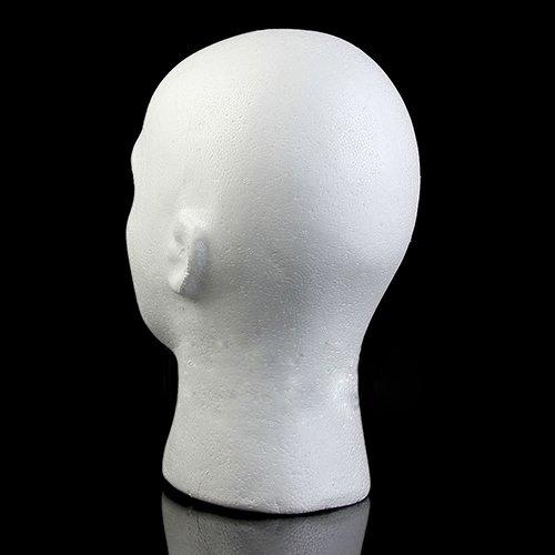 Connoworld Connoworld Male Styrofoam Foam Head Model Professional Bald Manikin Mannequin Head Hat Wig Hair Jewelry Headset Glasses Display Stand Tool White