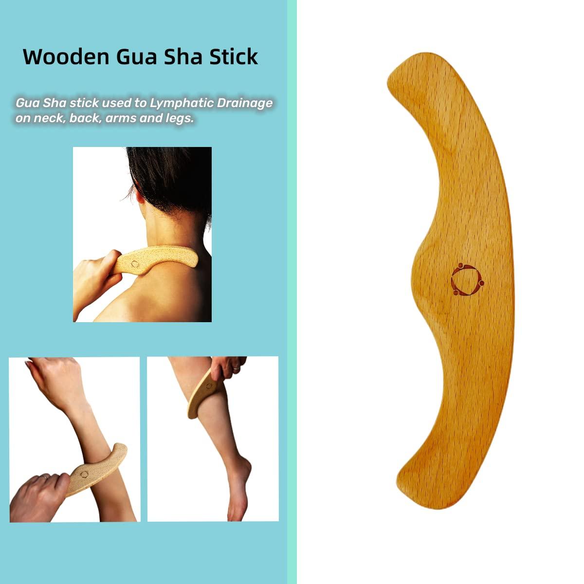 Reccsy Dry Brushing Body Brush for Lymphatic Drainage-Vegan Dry Brush with Contoured Non-Slip Handle +Wood Therapy Massage Tools. Maderoterapia Kit, Gua Sha, Anti-Cellulite, Body Sculpting, Sensitive Skin