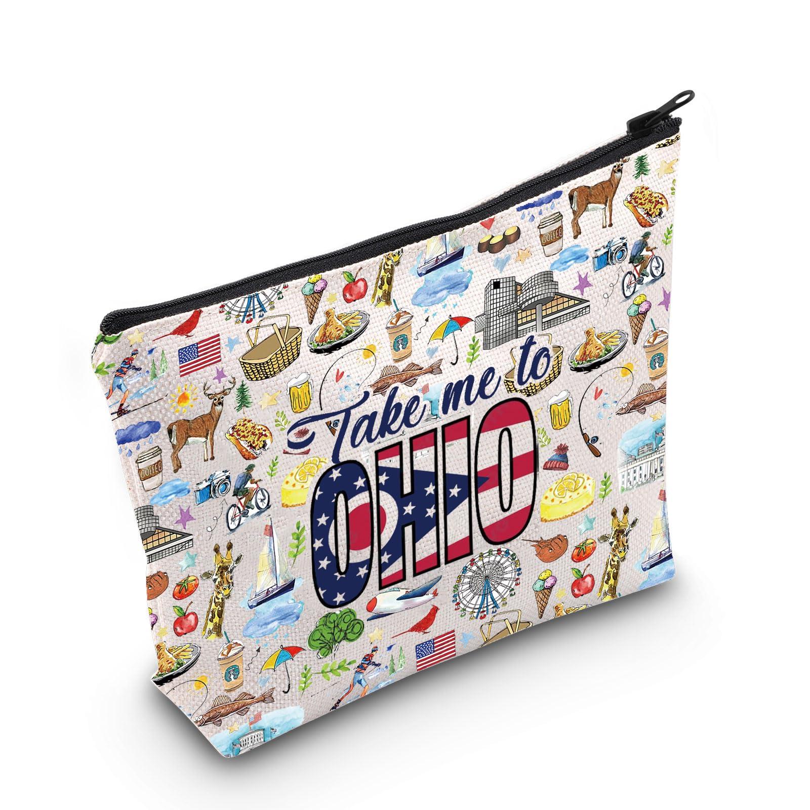 WZMPA WZMPA Ohio State Trip Cosmetic Bag Ohio Tourist Gift Take Me To Ohio Zipper Makeup Pouch Bag Ohio Travel Merchandise (Take Ohio)