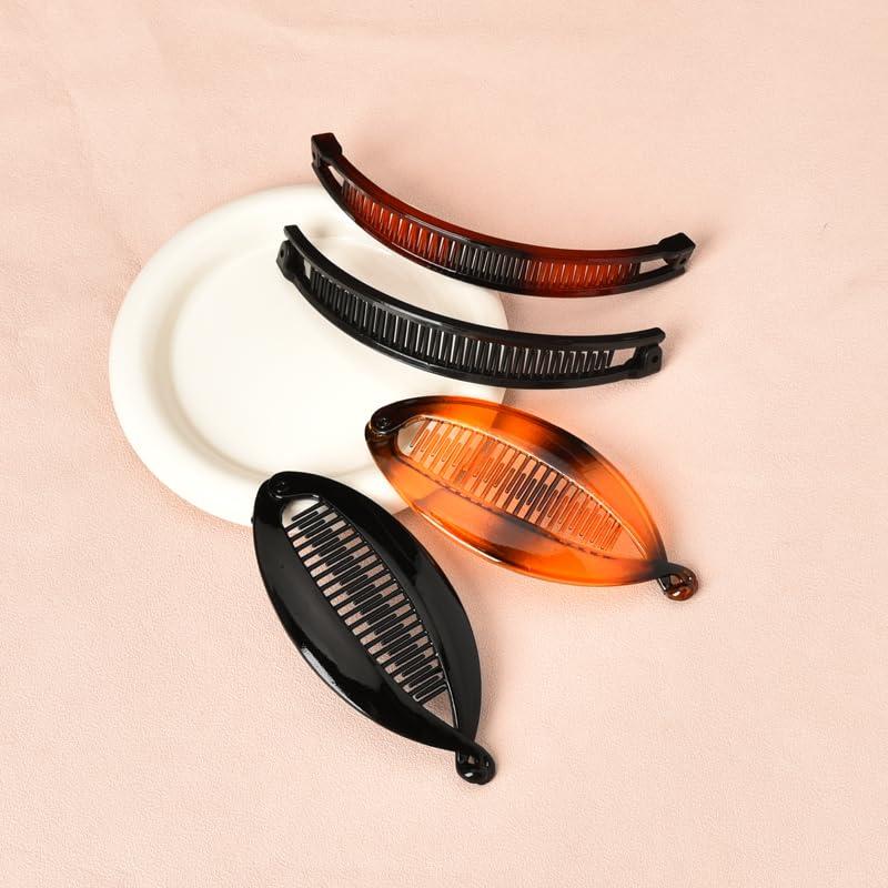 YALLNASL Hair Accessories: Banana Clips for Thick Curly Hair, Fishtail No-Slip Hair Combs, Barrettes for Women - 4 Pcs