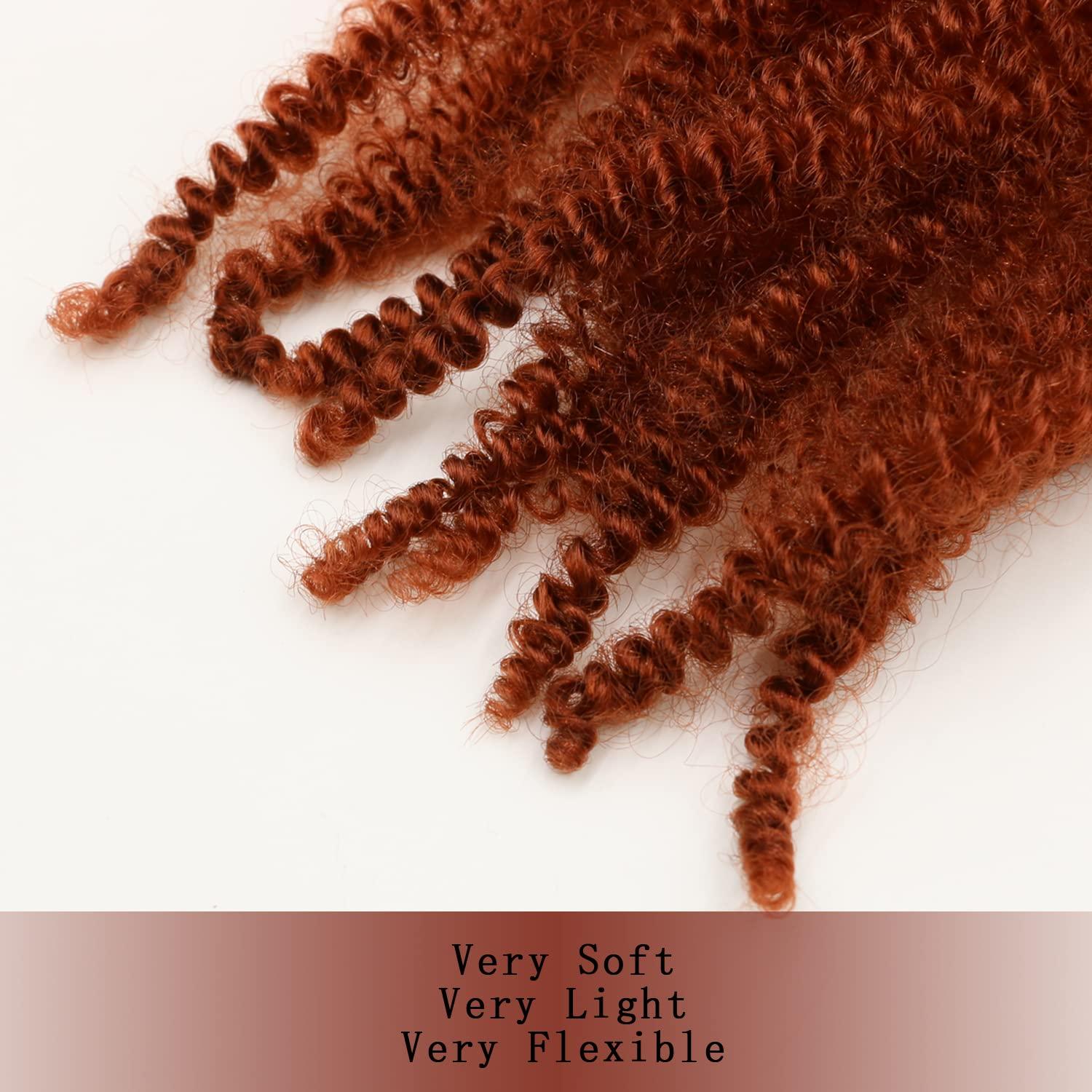 VCEOW VCEOW 6 Packs Ginger Springy Afro Twist Hair 16 Inch VCEOW Pre-Separated 350# Marely Twist Crochet Braiding Hair Soft Pre-fluffed Spring Twist Synthetic Wrapping Hair Extensions