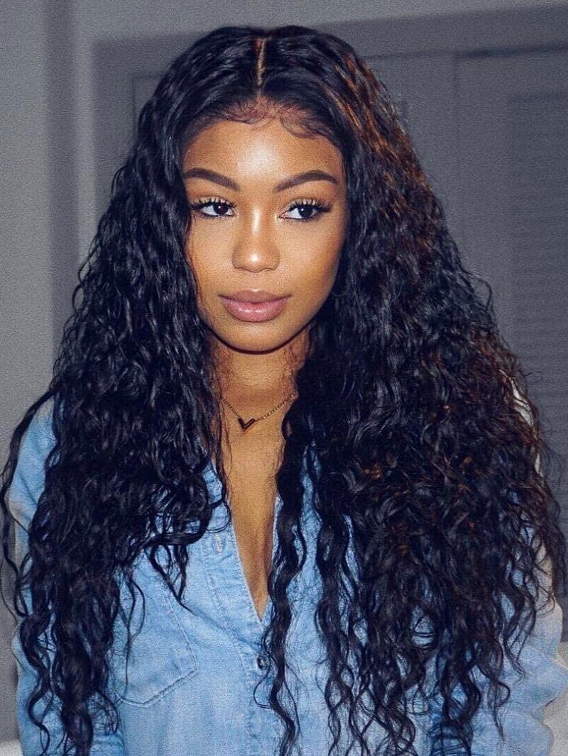 KEHSLCIM KEHSLCIM Brazilian Remy Human Hair Long Curly 13X4 Lace Front Wigs Pre Plucked Baby Hair Wavy-26inch 200% Density