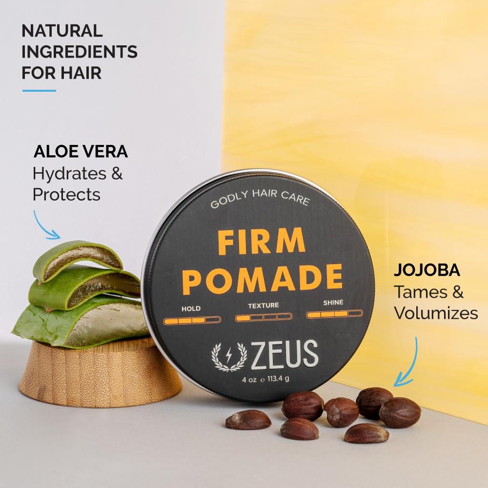 ZEUS ZEUS Water-Based Pomade, Natural Shine All Day Hold - MADE IN USA (4 oz.)