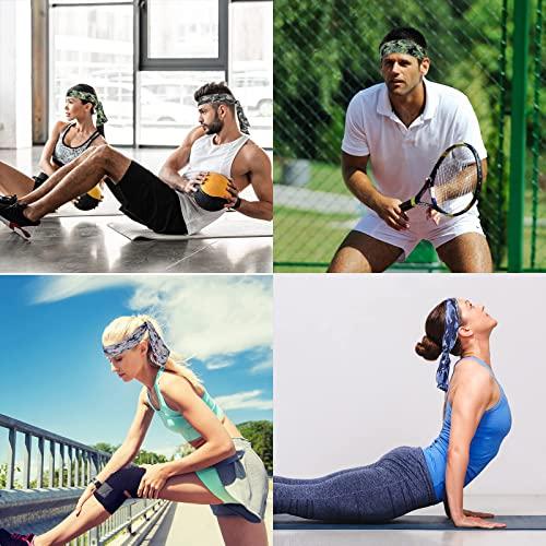 ONEYE ONEYE 6 Pieces Head Tie Headbands for Men Women Sport Tie Back Bandanas Camo Hair Band Athletic Sweatbands for Tennis Running Ninja Karate Basketball