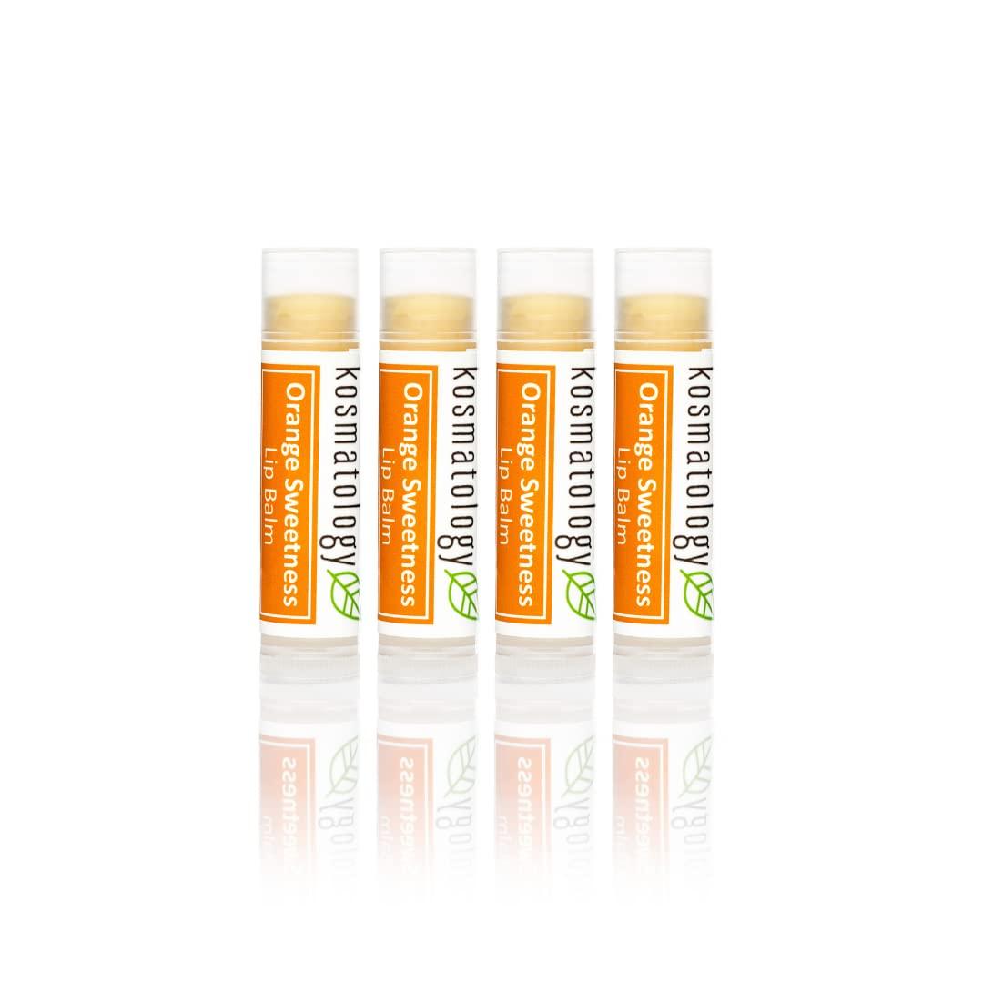kosmatology Kosmatology Organic Orange Vanilla Lip Balm - 4 Pack | Beeswax Free | Vegan | 100% Natural Moisturizer for Cracked & Dry Lips