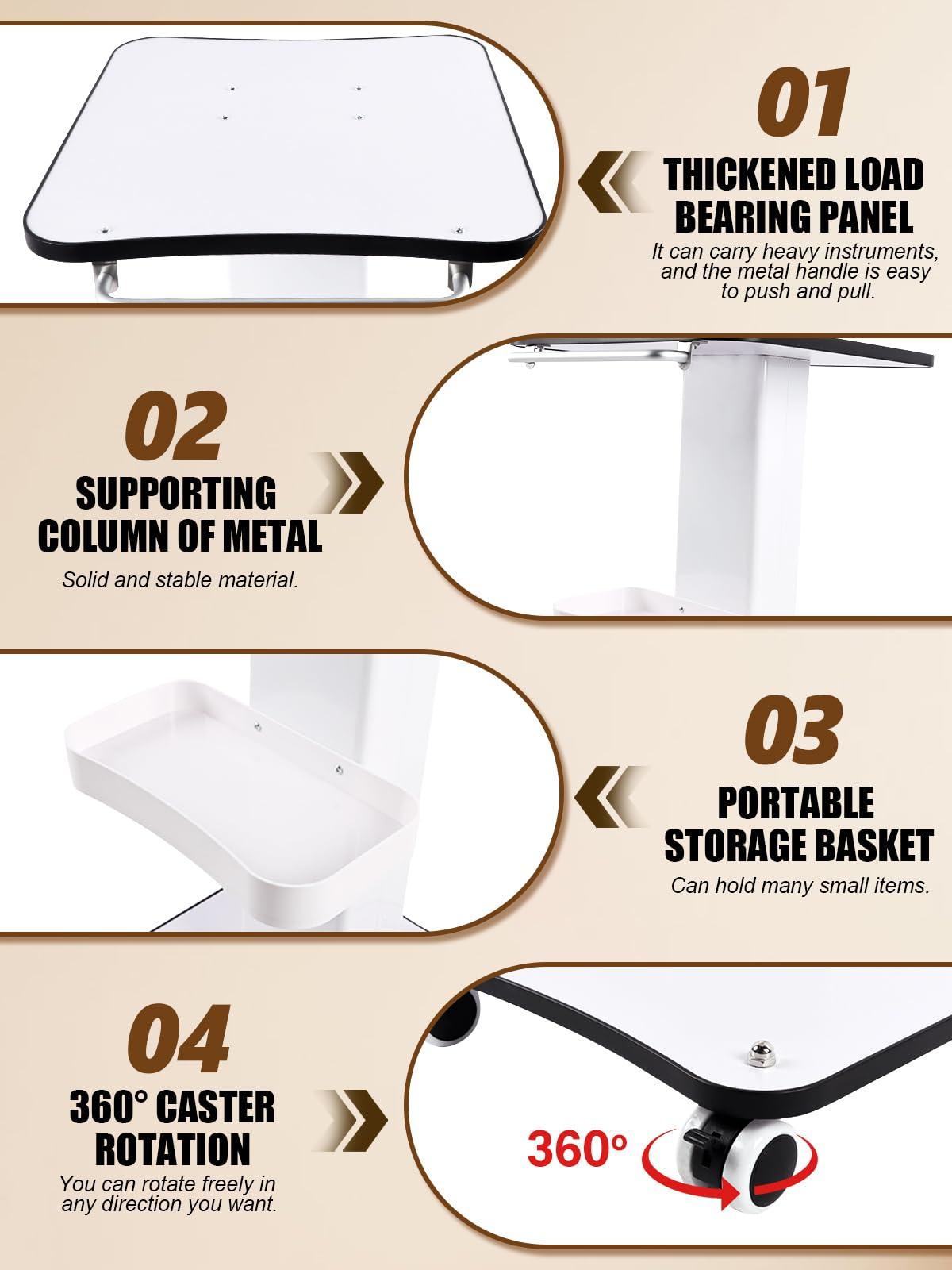 Kalolary Kalolary Beauty Salon Trolley Cart, Aluminum Spa Rolling Cart with Wheels Beauty Instrument Tray Rolling Cart with Tray Salon Rolling Trolley Cart