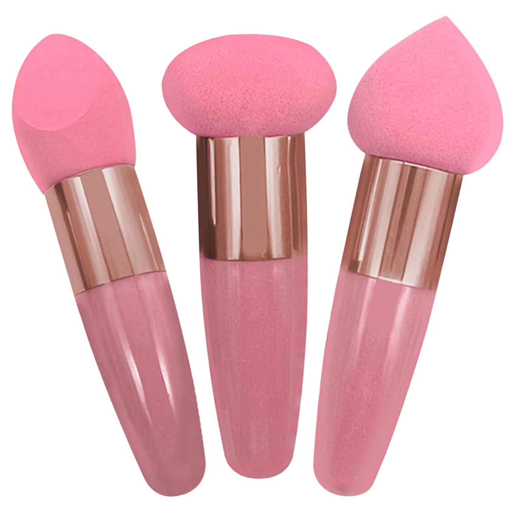 Pesoncarl Foundation Sponge,3PCS Foundation Applicator, 3 Styles Wet Dry Large Makeup Sponge with Handle, Soft Elastic Blending Sponge for Makeup
