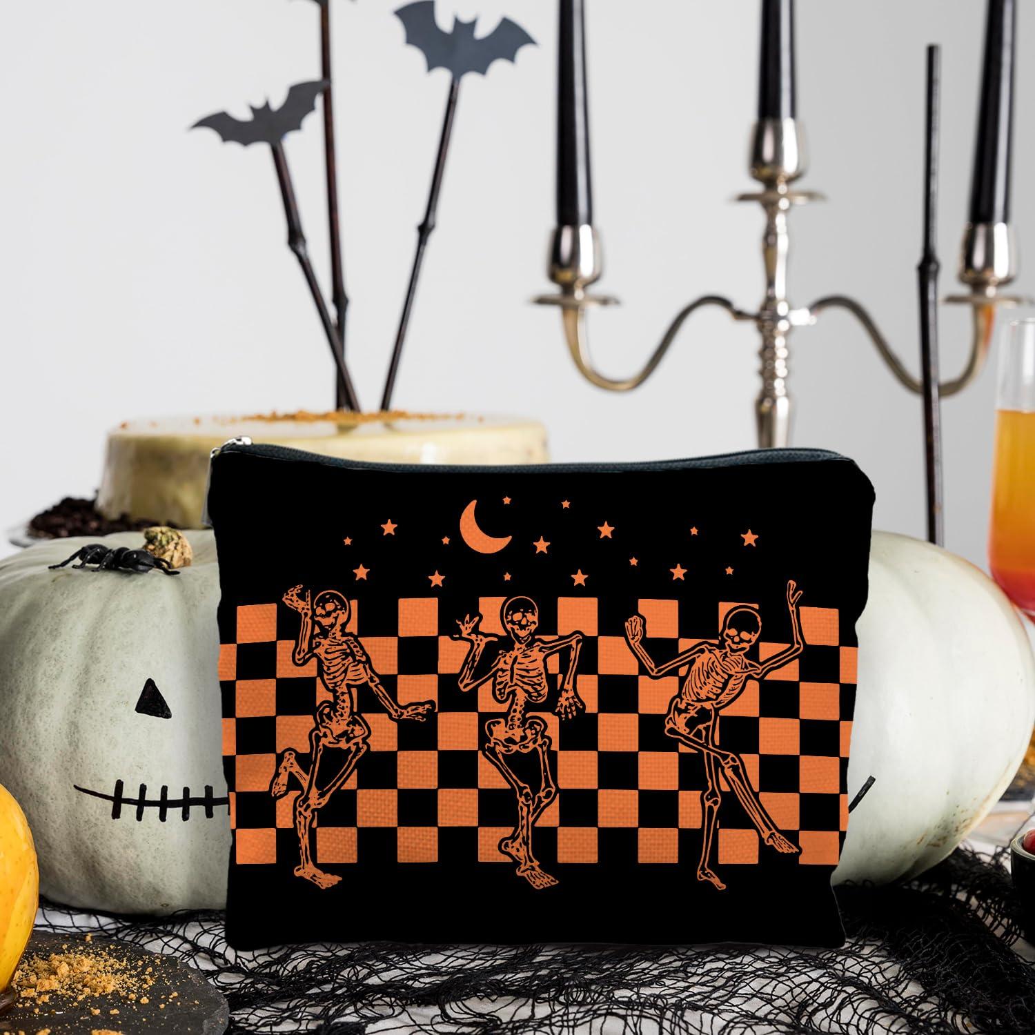 RYYCDOI RYYCDOI Funny Gothic Skeleton Makeup Bag, Halloween Makeup Bag, Halloween Gifts for Women, Witchy Makeup Bag for Women, Dark Academia Makeup Pouch, Cool Makeup Bag, Horror Makeup Bagorange