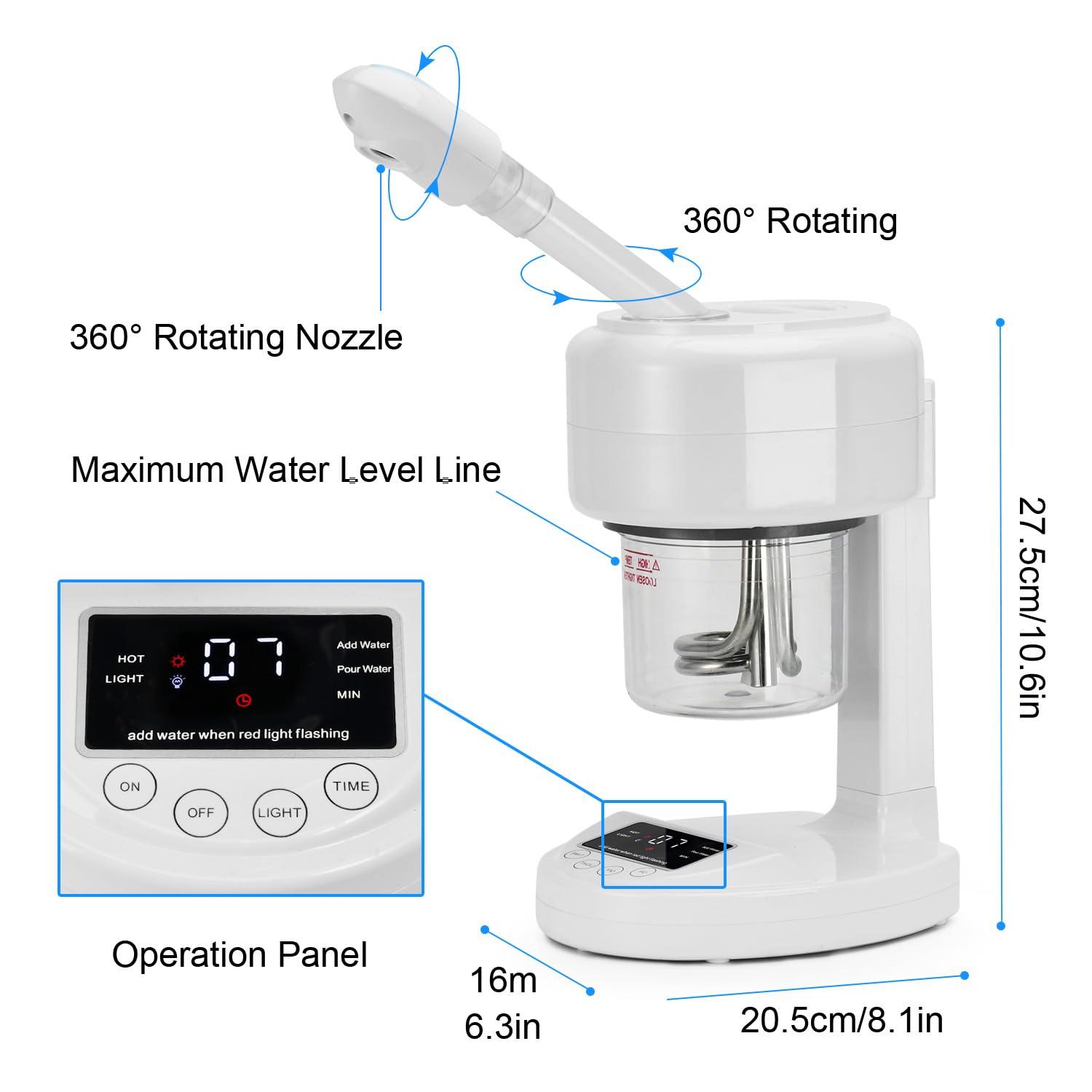 JOSTZHXIN JOSTZHXIN Facial Steamer Nano Ionic Face Steamer with Extendable Arm,Portable Facial Steamer 360Rotating Nozzle Esthetician Steamer for Personal Care at Home or Salon