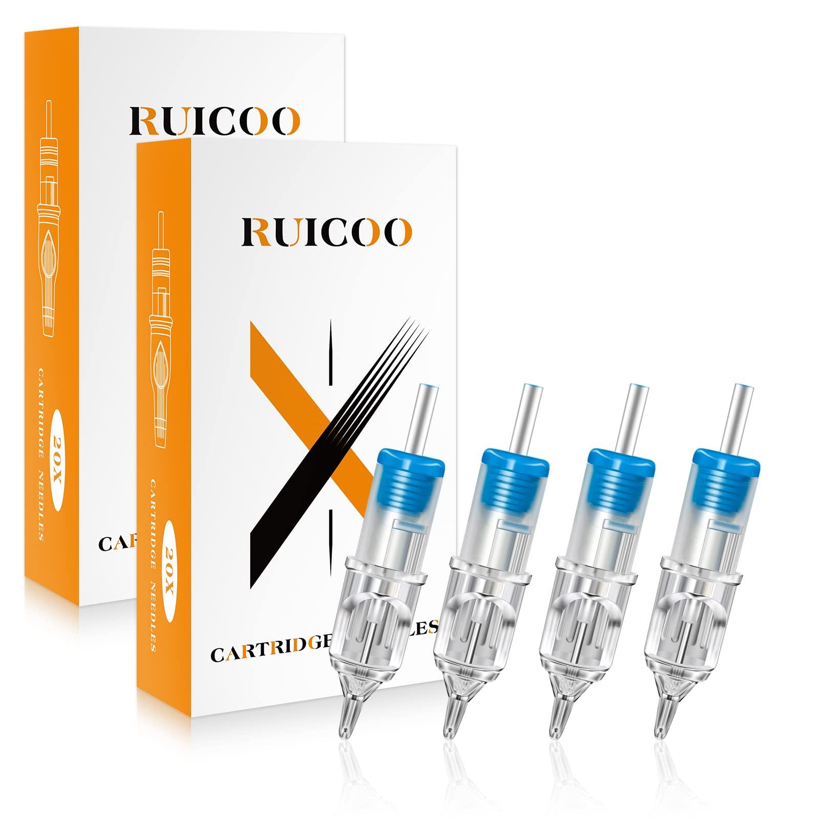 Ruicoo Tattoo Cartridge Needles - 40Pcs Mixed Sizes Tattoo Needles Cartridge Round Shader 3RS 5RS 7RS 9RS for Tattoo Kit and Tattoo Artists