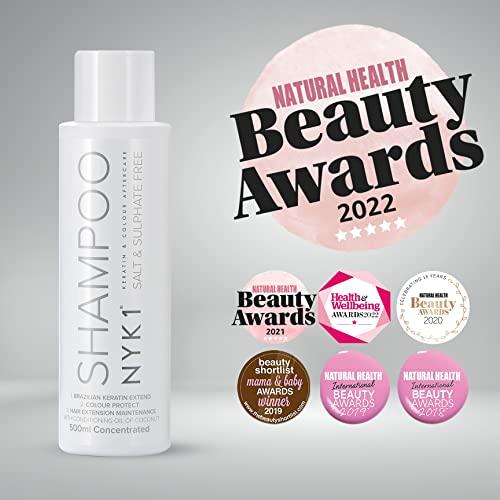 NYK1 SALT SULFATE FREE SHAMPOO for Color Treated Hair (17 Fl Oz / 500ml) Best Aftercare for Extensions (Unisex) Keratin Kit Treatment Straightening Fix Damaged After Care Paraben Free