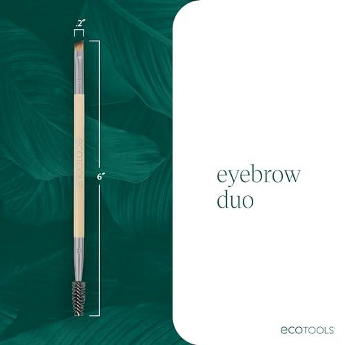 EcoTools EcoTools Eyebrow Brush Duo, Tame, Sculpt & Fill in Brows, Multipurpose For Eyebrow Gel, Powder, & Cream, Dual-Ended Spoolie & Angled Brow Brush, Eco Friendly, Cruelty-Free, & Vegan, 1 Count
