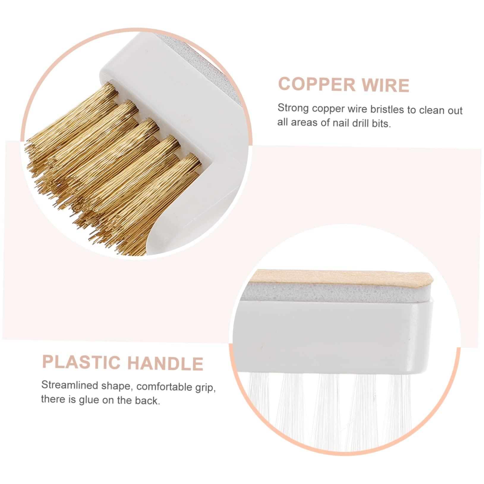 Healeved Healeved Copper Wire Drill Bit Brush Cleaner 3pcs Nail Drill Polishing Cleaning Brush for Nail Salons
