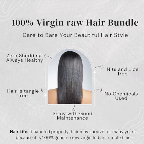 SRI KARKY EXIM GAYURA HAIR 100% Natural Indian VirginTtemple Raw Hair Extensions Unprocessed and Not Treated of Chemicals Single Donor Weft Bundles Personal use Fashion Partys. (14\"\"16\"\"18\"\" Wavy 3 Bundle), Black