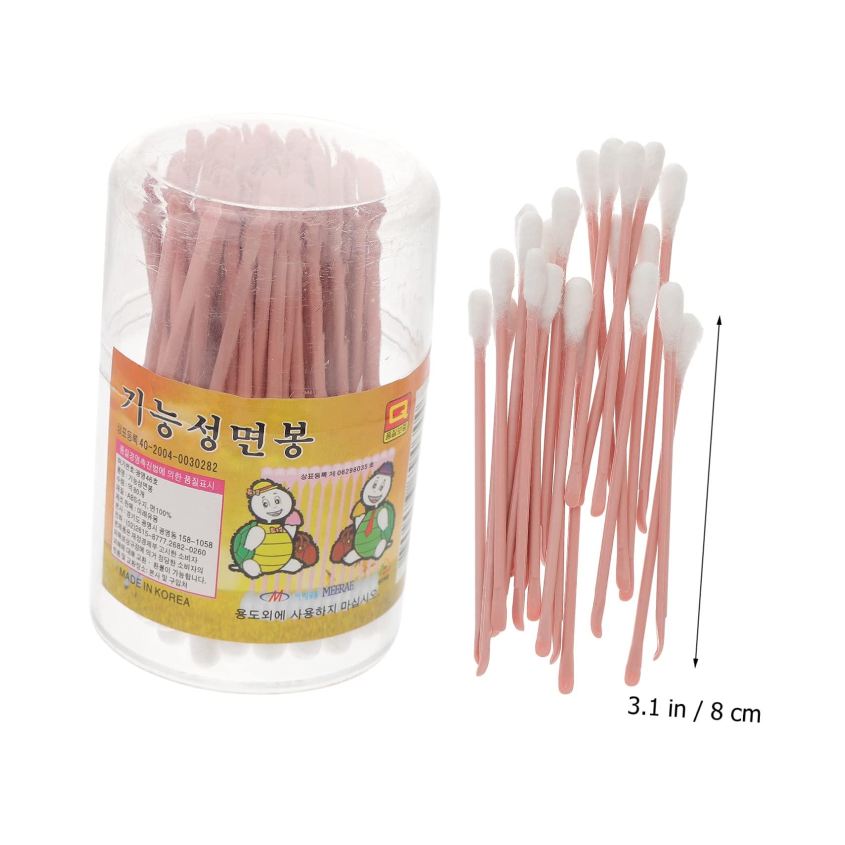 minkissy minkissy Japanese Ear Tool 80 Pack Cotton Swabs Round Box Double Tips for Ear and Makeup Cleaning
