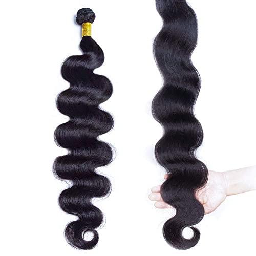 YAREESONG Human Hair Bundle 34 inch Brizilian Hair Bundle Body Wave Bundle 12A Unprocessed Remy Hair Single Bundle Brazilian Body Wave 1 Bundle (Natura black)