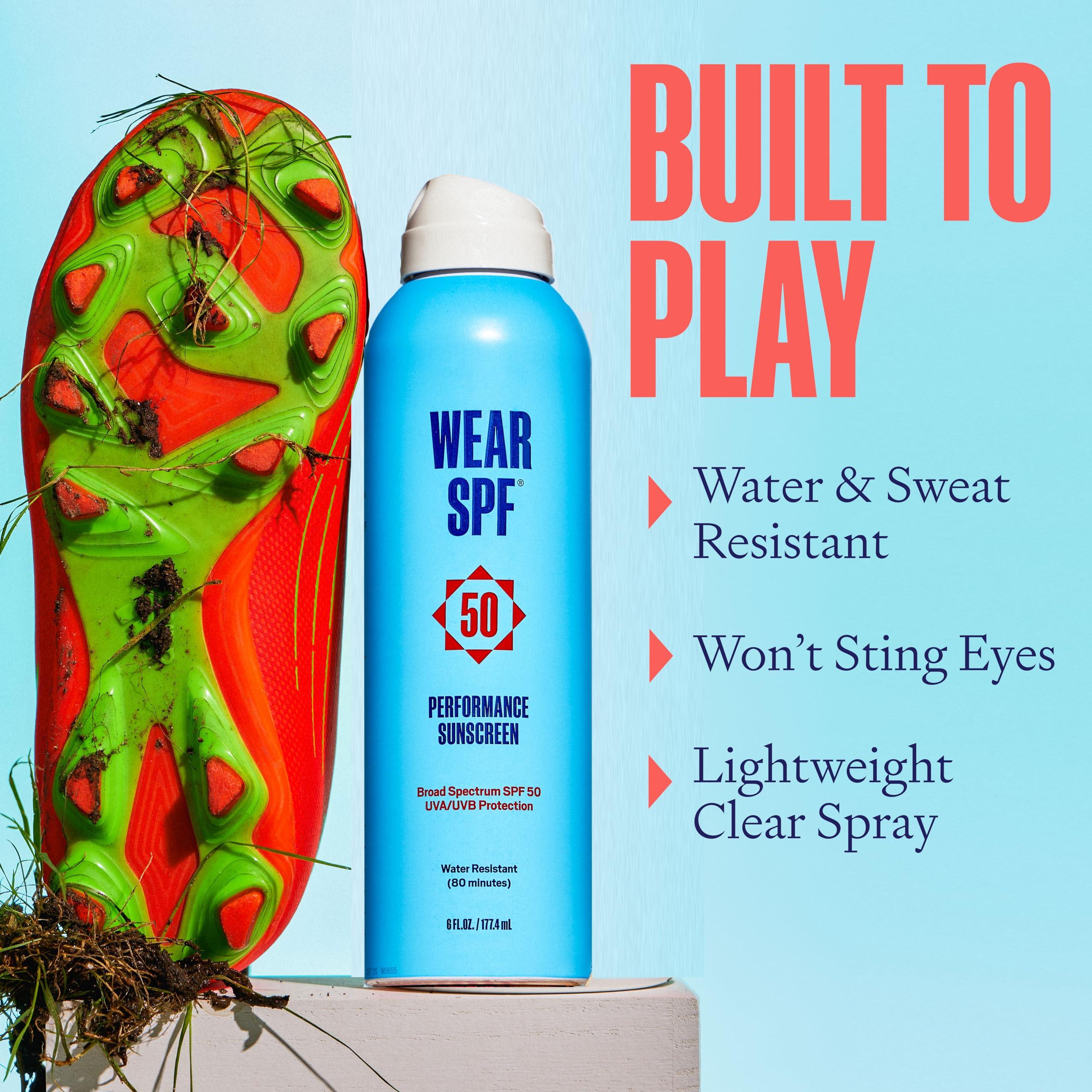 WearSPF Performance Sport Sunscreen Spray  Water & Sweat-Resistant SPF 50 for Athletes