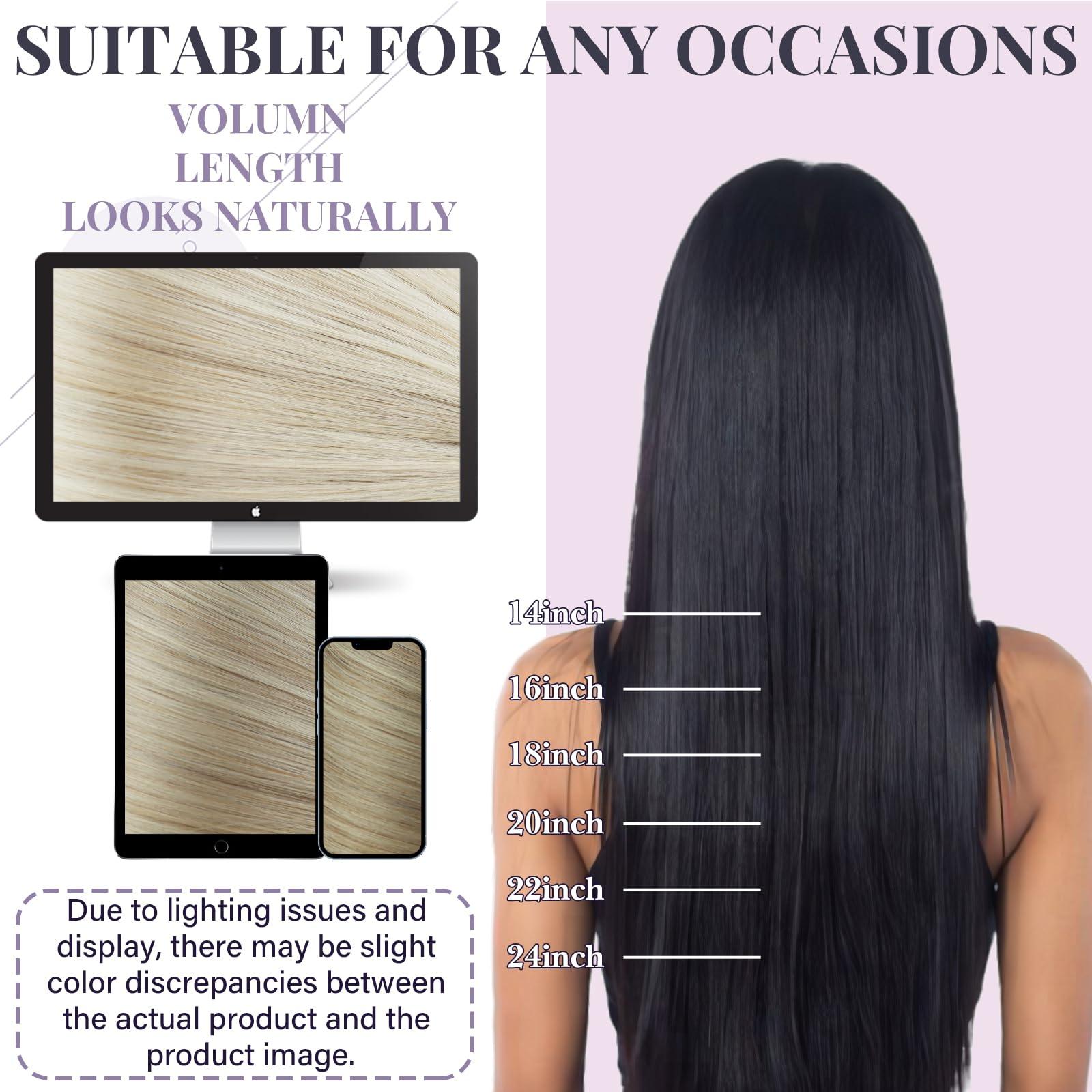 Fshine Fshine Hand Tied Genius Weft 14 Inch 50g Ash Blonde Highlighted Bleach Blonde Sew in Hair Extensions Remy Human Hair Weave Real Human Hair for Women Highlight Hair Genius Weft Natural Hair