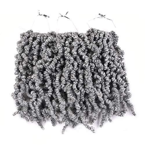 Kori Koli 3 Packs Short Grey Pre-twisted Spring Braids Synthetic Crochet Hair Extensions 10 inch 15 strands/pack Ombre Crochet Twist Braids Curly Twist Braiding Hair Bulk (10“ Pre-twisted (pack of 3), Grey#)