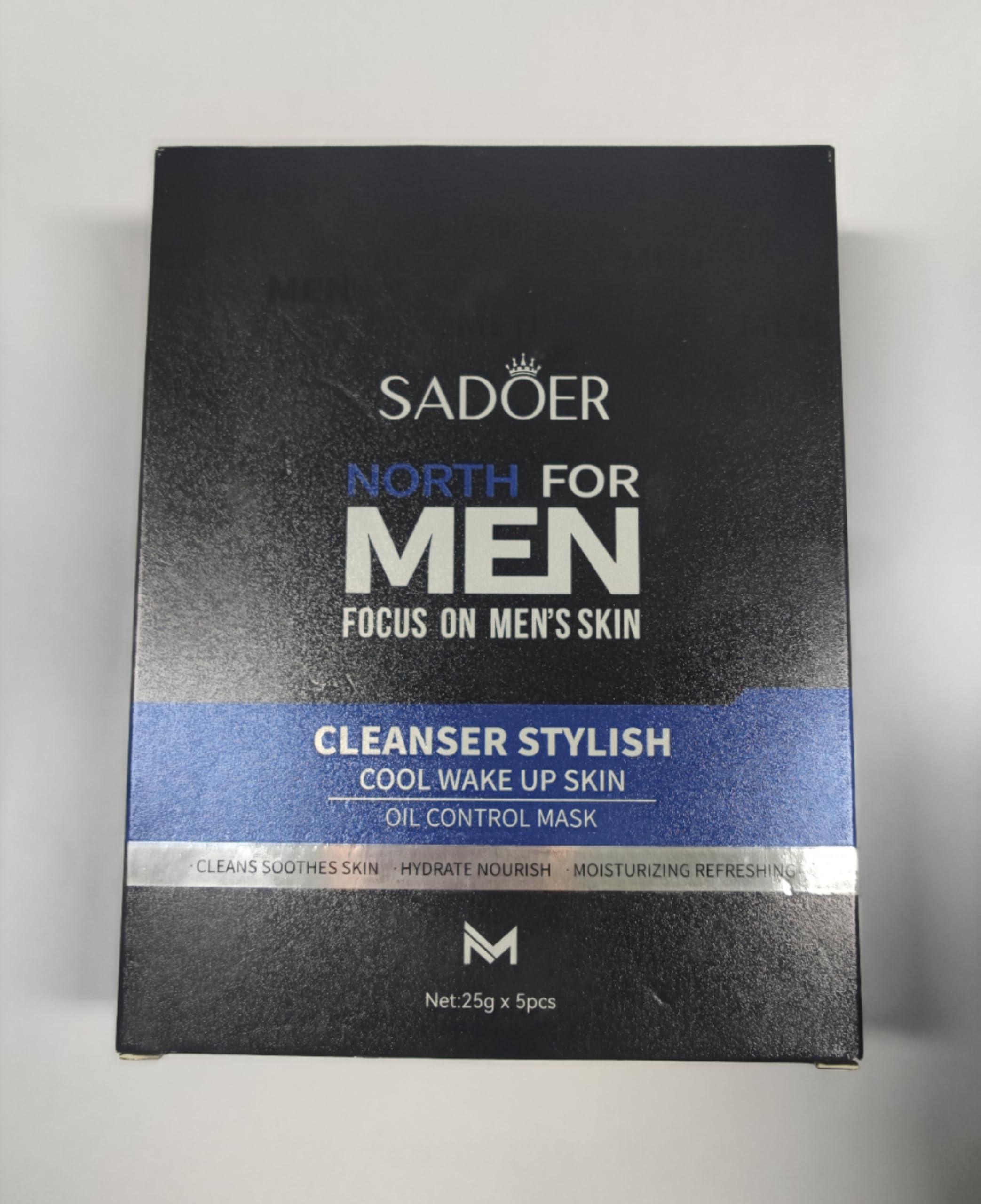 Fusang 5 Pcs Mens Facial Sheet Mask,Hydrating Face Masks Skincare Gift Set for Men,Moisturizing Soothing Facial Masks,Easy to Use & Nourishing Face Mask Skin Care Set