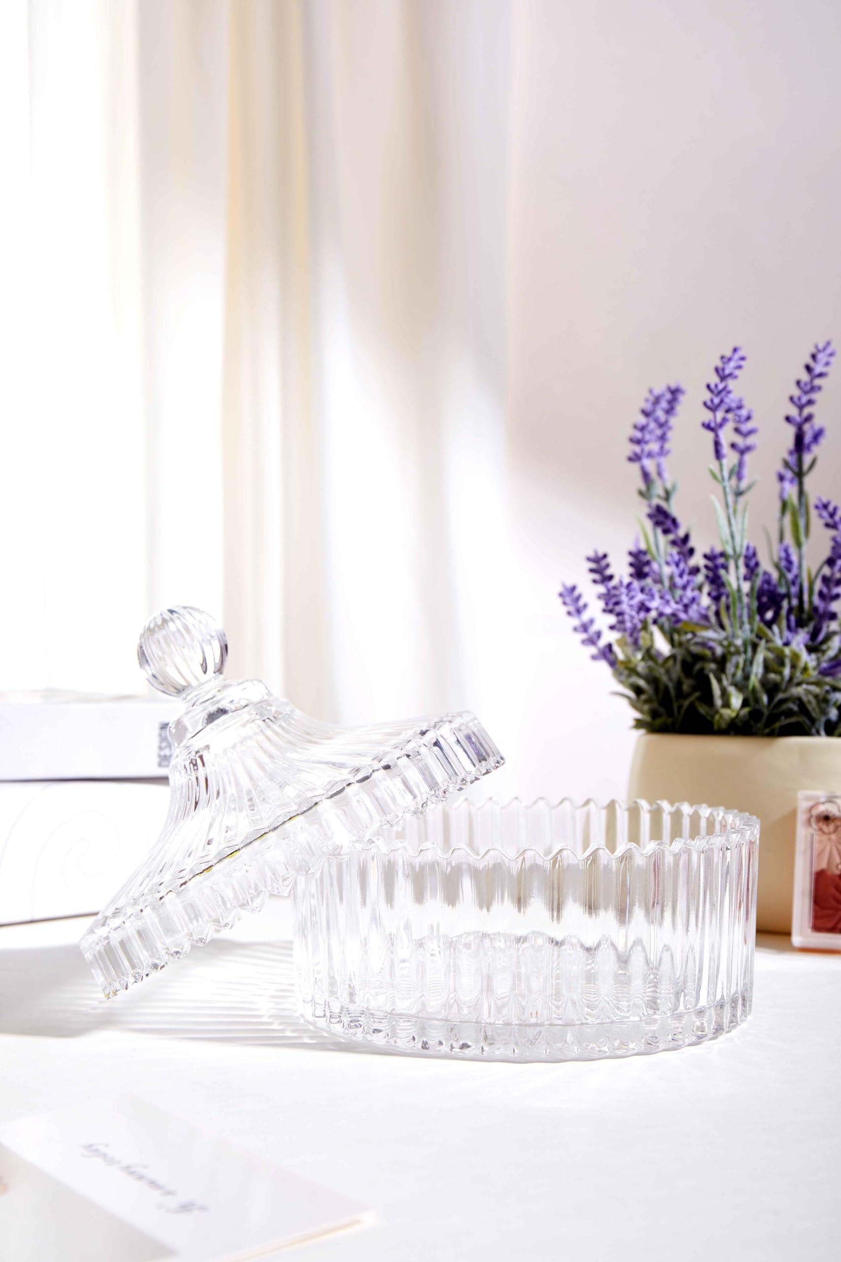 COSHINE COSHINE Extra Large Body Powder Puff Dish, Powder Puff Crystal Container, Body Puff Jar, Puff not Including