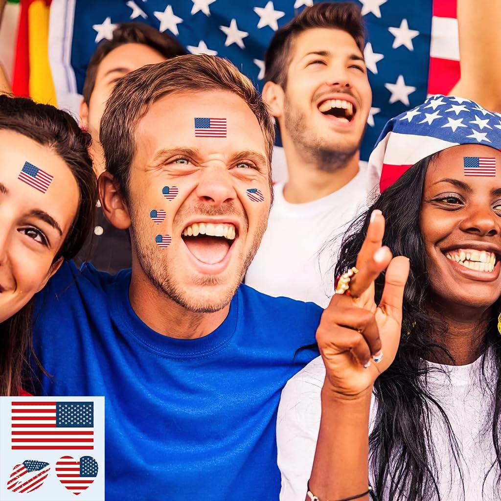 Y&C TENCOB Y&C TENCOB American Flag Tattoos,25 Sheets America USA Flag Temporary Face Tattoos Stickers,100 Pcs Waterproof Sweat National Flag Removable Fake Tattoos For Men Women Kids(America)