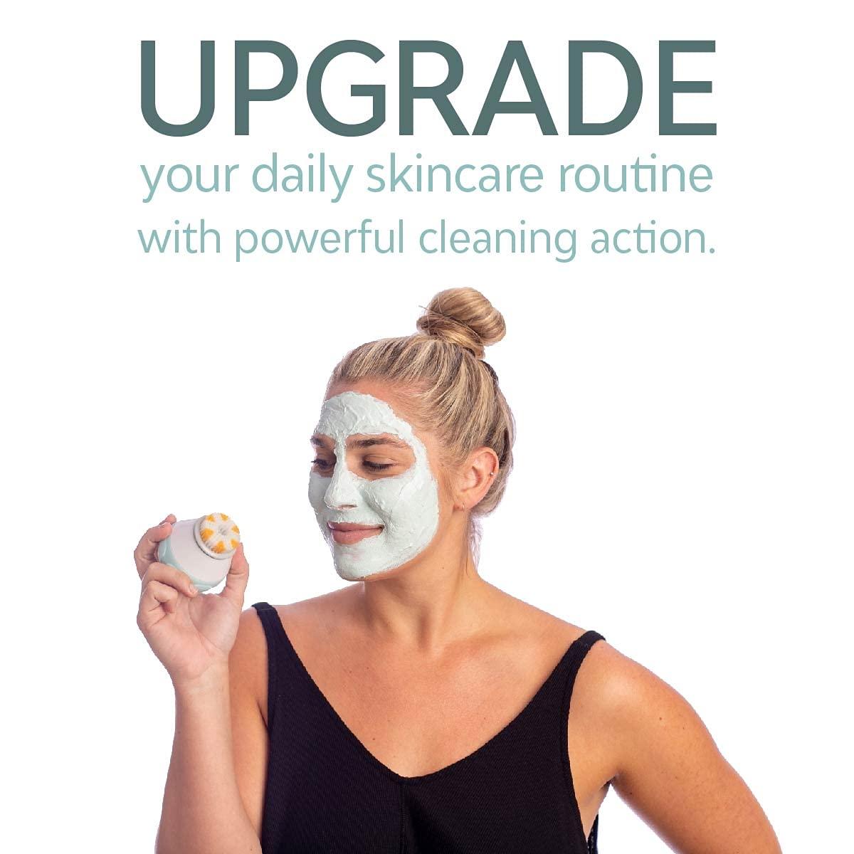 Tao Clean TAO Clean Ona Diamond Orbital Facial Brush and Cleansing Station, Electric Face Cleansing Brush with Ergonomic Handle, Dual Speed Settings, Light Blue