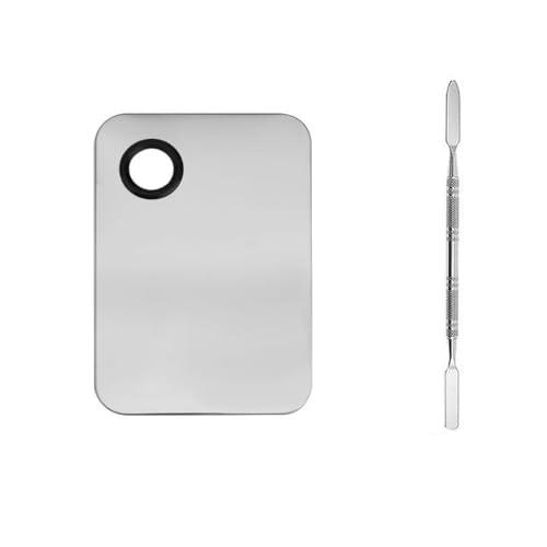 zaoalife Makeup Mixing Palette, 2 Sets Makeup Plate for Foundation, Palette Makeup Mixing Palette Stainless Steel Cosmetic Mixing Palette with Spatula Tool