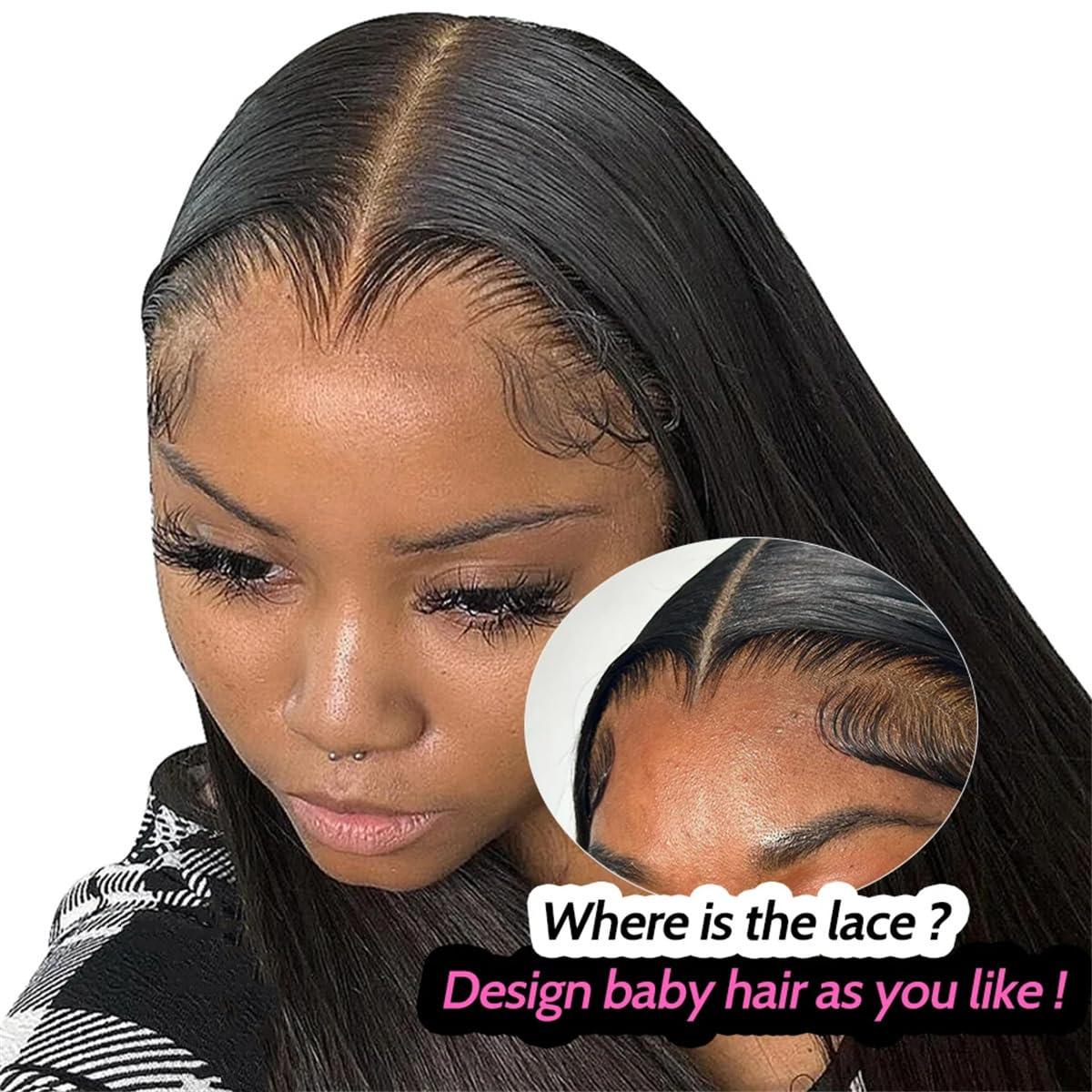 Human Lace Wig For Women Generic Hair Glueless Wig Human Hair Straight Glueless Preplucked Wear And Go Wigs 6X4 HD Lace Front Wigs Precut Lace, 12 Inch