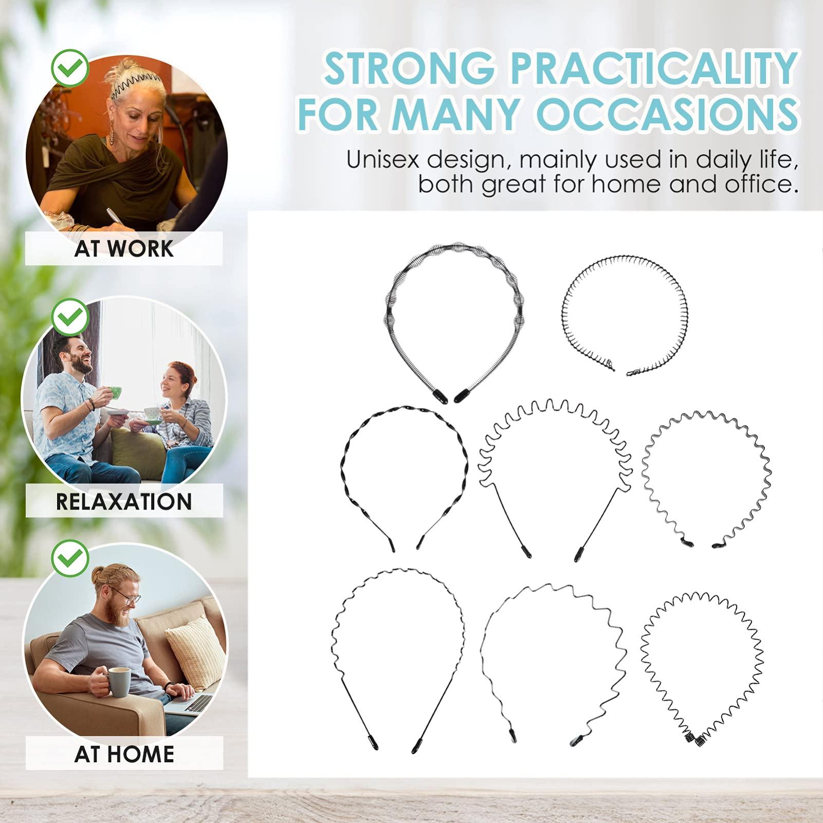 balacoo balacoo 24 Pcs Men\'s Headband Black Headband Bandana Clear Hair Bands Fashion Hair Band Hairpin Holder Ruched Head Band Hair Band with Clips Headbands Men Hair Band Toothed Headband Metal