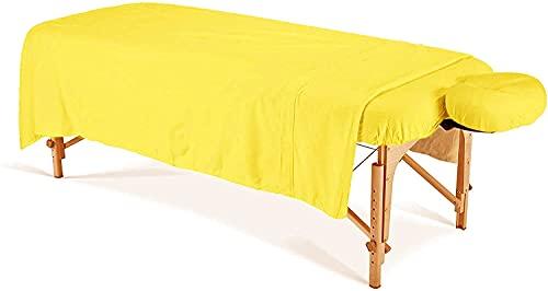 LaxLinen Yellow Salon & Spa Tables Massage Table Spa Sheet Set 3-Pc (Fitted- 33" x 73") Fit up to 7" Inch Deep Pocket, Flat Sheet & Fitted Face Rest Cover Organic Quality-600 TC