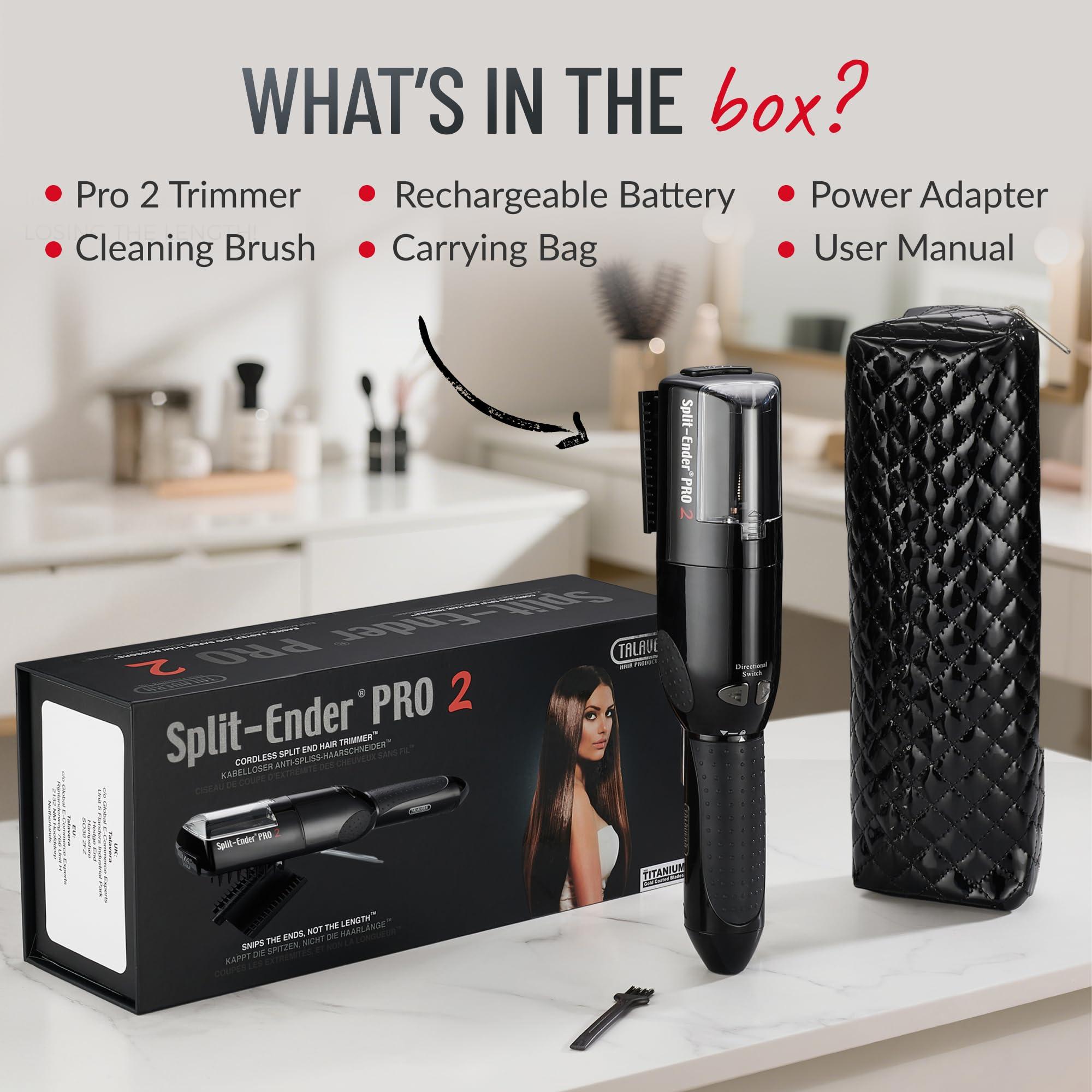 Split-Ender Split-Ender Pro 2 - The Original Cordless Split End Hair Trimmer Automatic Rechargeable Home Tool Hair Clipper 2-in-1 for Dry Damaged Splitting Broken Brittle Straight Curly Frizzy Beauty - Black
