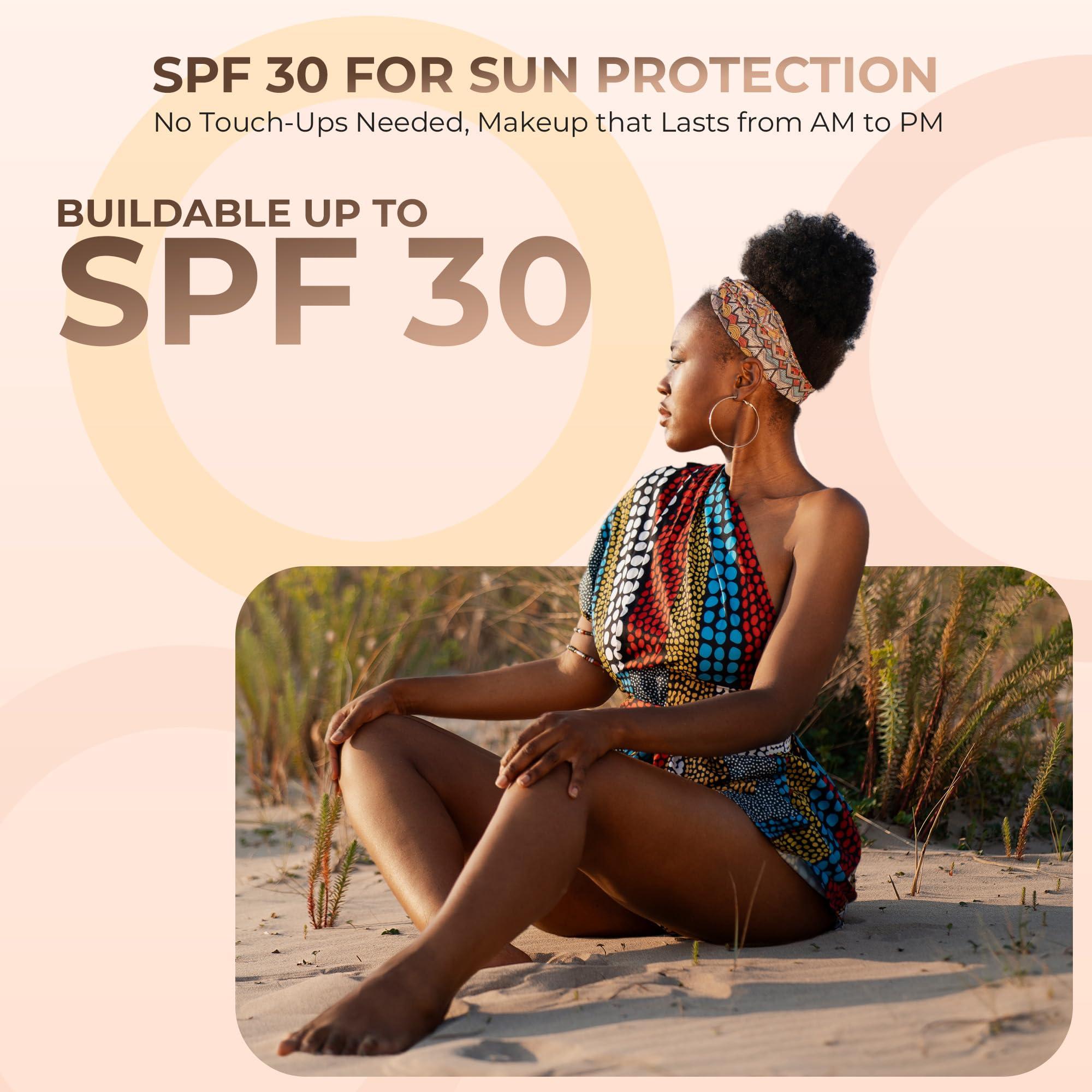 Sweet Face Minerals 4pc Full Size Kit (Cocoa) Mineral Makeup Matte Translucent Loose Foundation + Kabuki Brush + Concealer + Finishing Setting Powder + Bare Face Full Coverage SPF 30 All Skin Types Waterproof