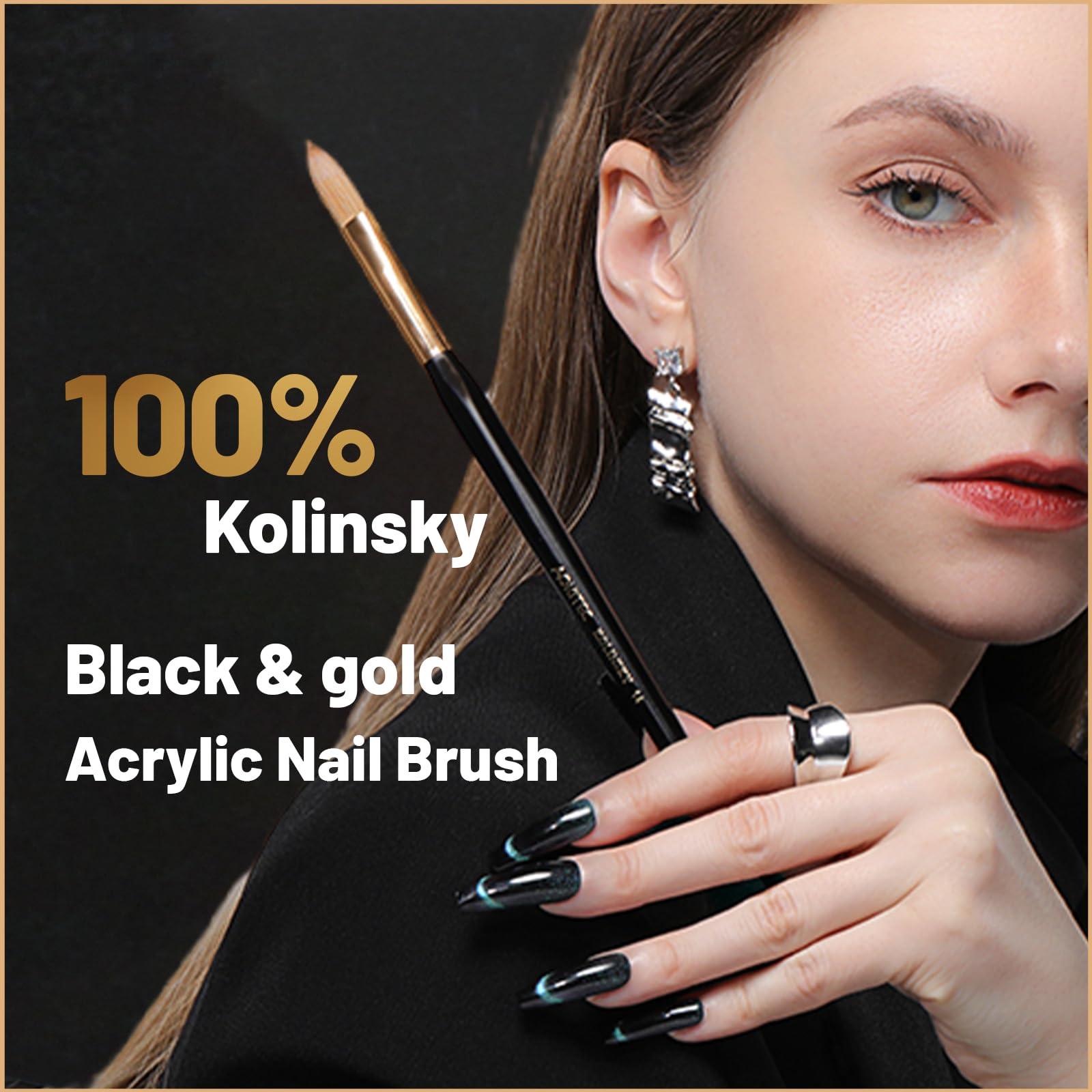 Aokitec Aokitec 100% Kolinsky Acrylic Nail Brush for Acrylic Powder,Size 10 Nail Brush for Acrylic Application,Oval Sable Nail Art Brush, Manicure Pedicure Tool