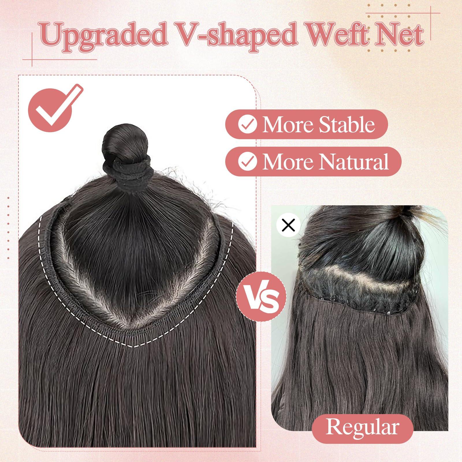 SEGO Pro SEGO Pro One Pieces Clip in Hair Extensions Human Hair Upgraded V-Shaped 5 Clips in Hair Extensions Human Hair Long One Piece Hair Extensions for Women,14 Inch,#04 Chocalate Brown,55g