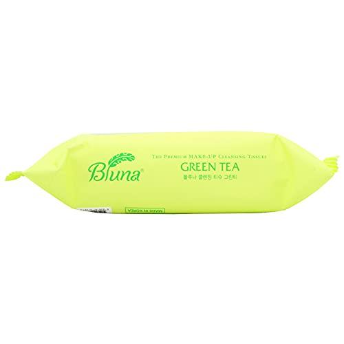 bluna Bluna Facial Make-Up Cleansing Tissue for All Skin Types, Green Tea, 30ct per pack (2 PACK)