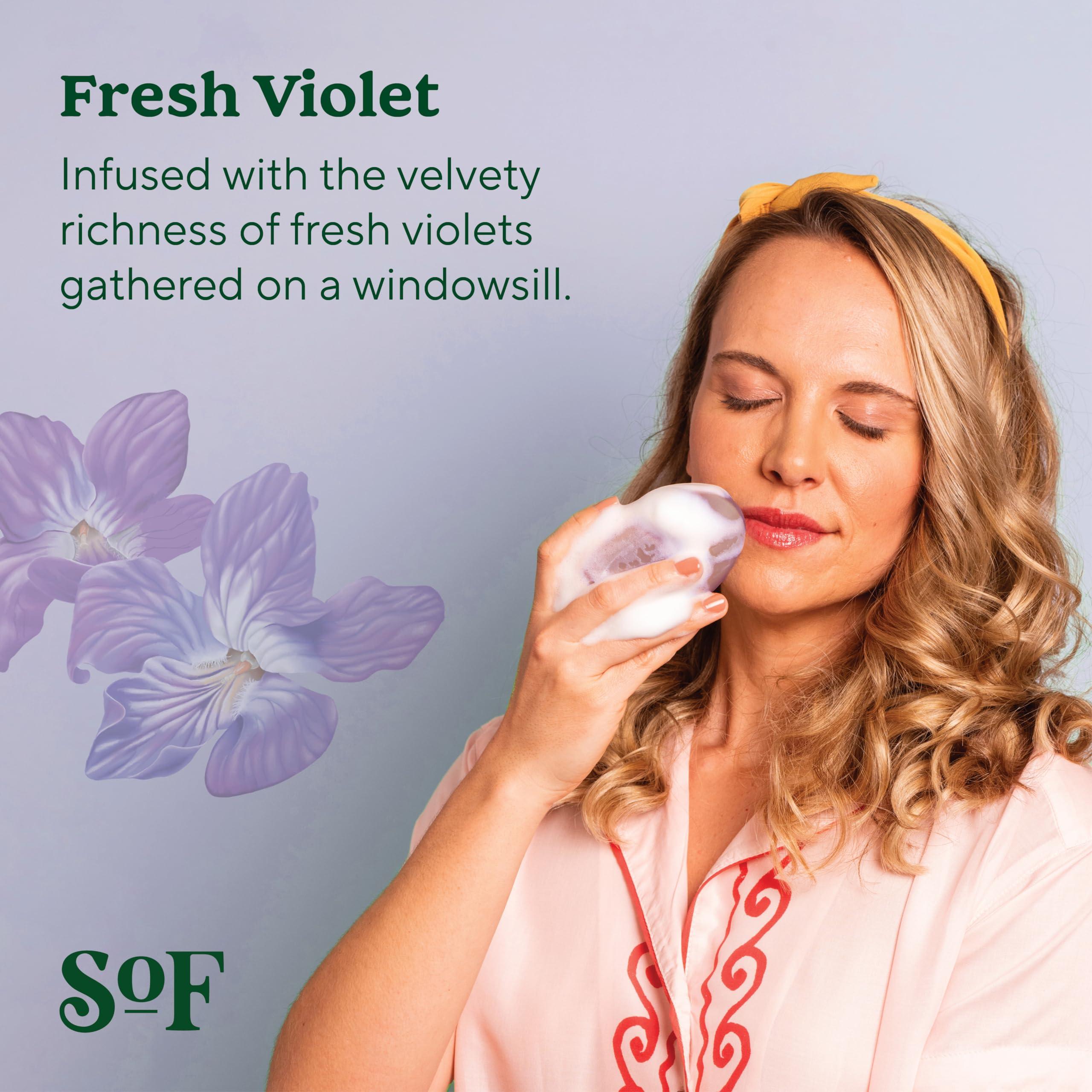 South of France Natural Body Care SoF Triple Milled Bar Soap - With Coconut Oil & Organic Shea Butter- Vegan & Non GMO- Free From Phthalates, Sulfates & Parabens- Fresh Violet- 6 oz Bar 6 Bars