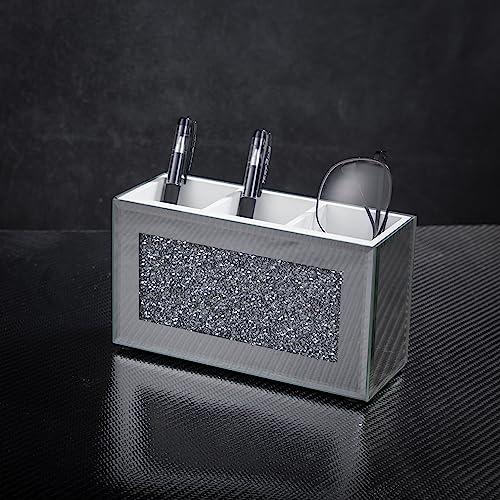 Vuidding Glitter Silver Mirror Diamond Filled Makeup Brush Holder