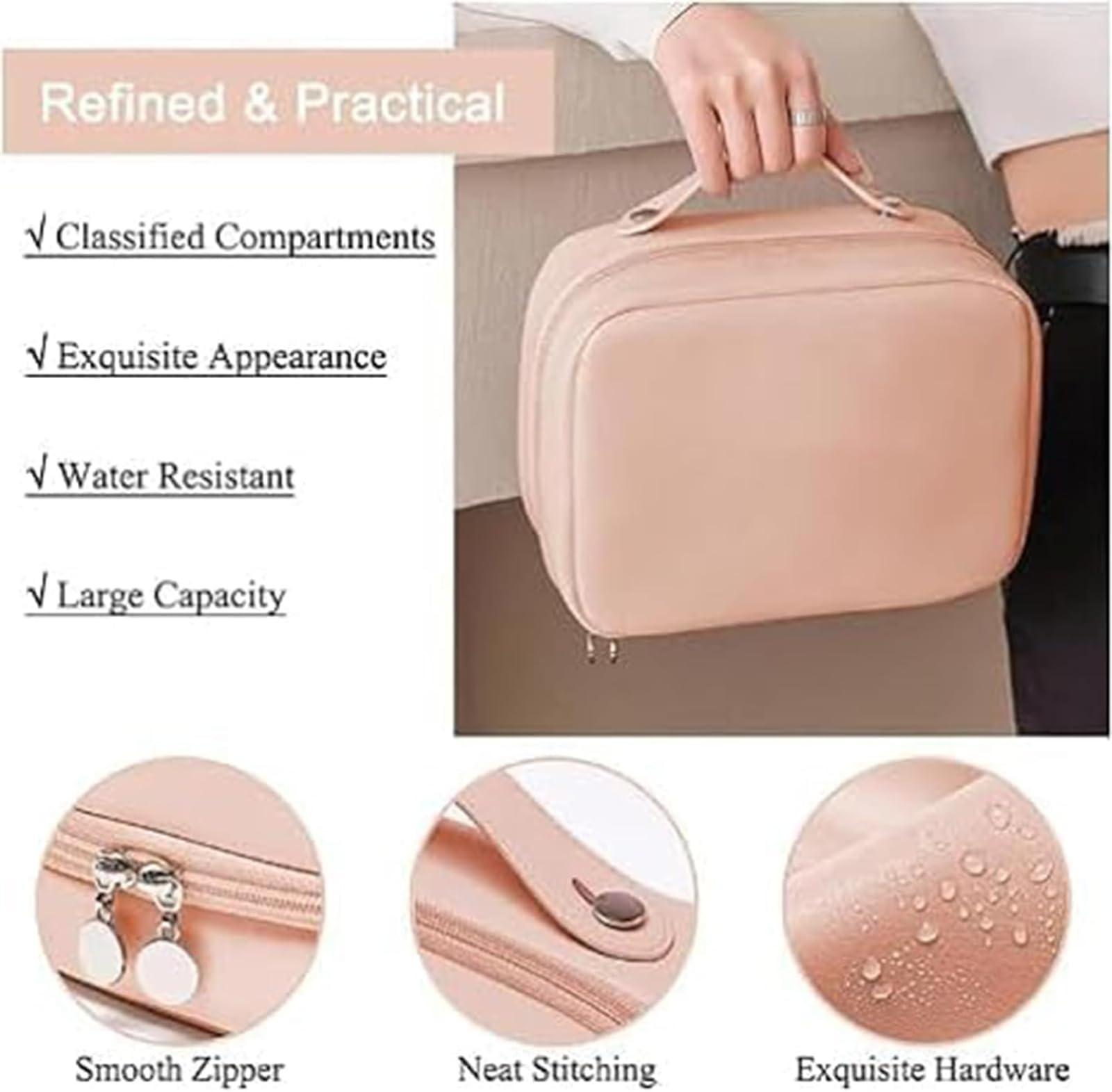 WEGS WEGS Multi-compartment Toiletry Cosmetics Bag, Cosmetic Bag, Makeup Bag, Multi Compartment Toiletry Bag, PU Leather Portable Storage Large Capacity