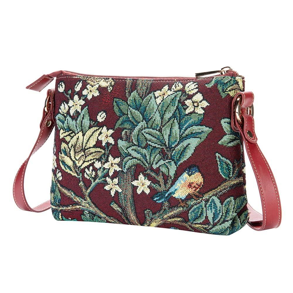 Signare Signare Tapestry Crossbody Bag Shoulder Purse for Women In William Morris Tree of Life in Red (XB02-ART-WM-TLRD)